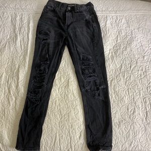AE black ripped mom jeans